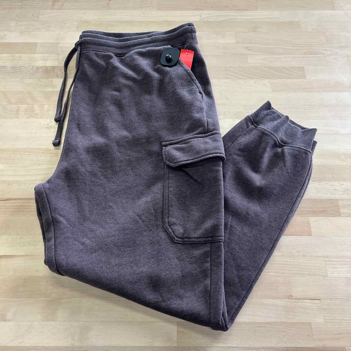 Lazer Men's Relaxed Fit Drawstring Burnout Fleece Cargo Jogger Pants