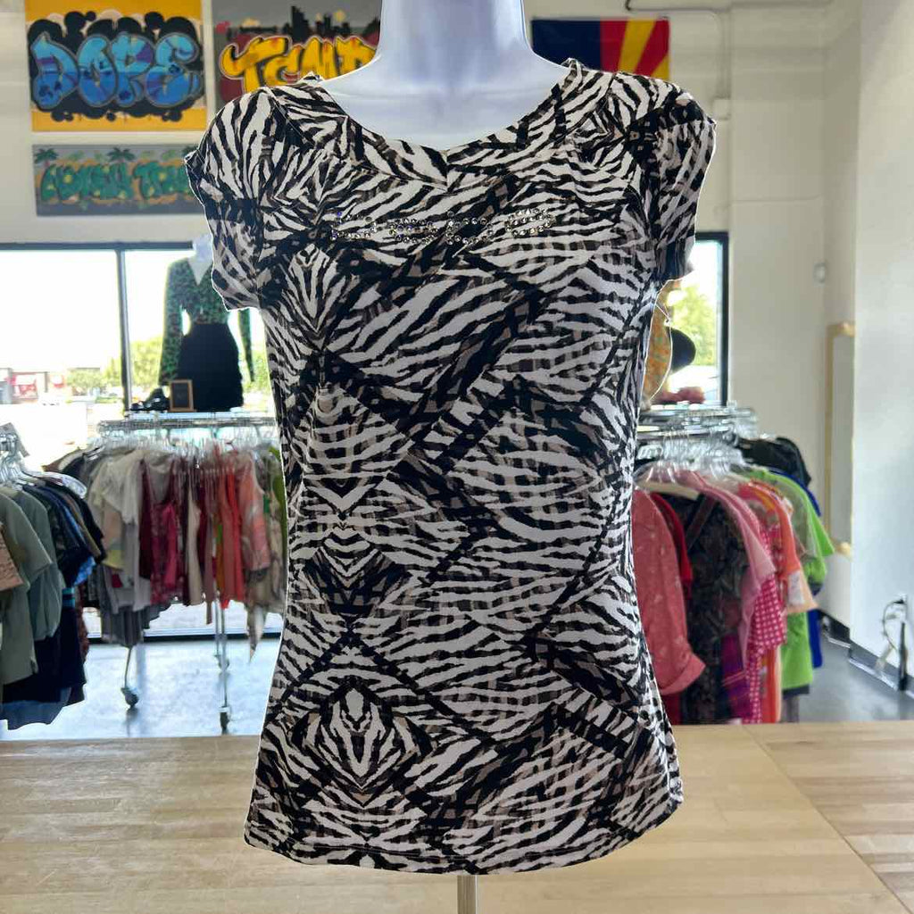 Bebe Size XS Black Brown Preloved T-Shirt SS