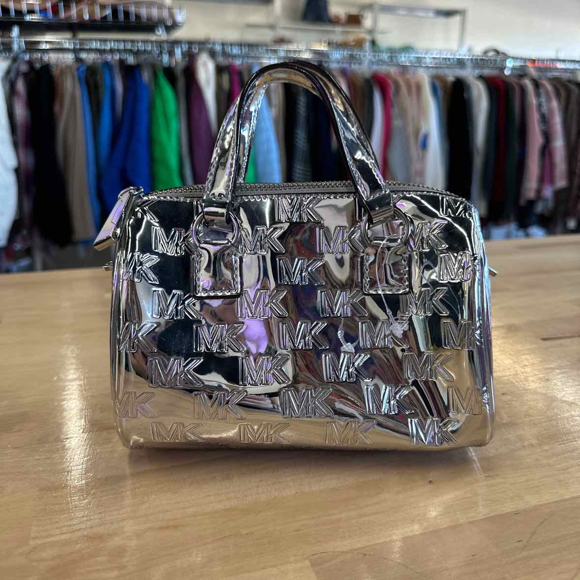 Michael Kors Silver Mason Small Duffle Handbag