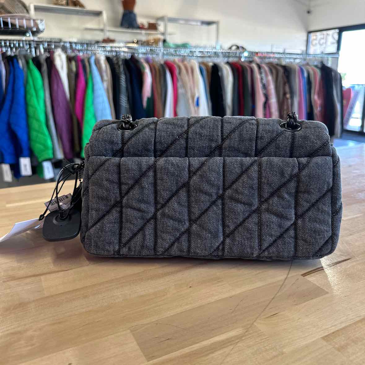 COACH Quilted Tabby Small Deni Pewter Washed Gray
