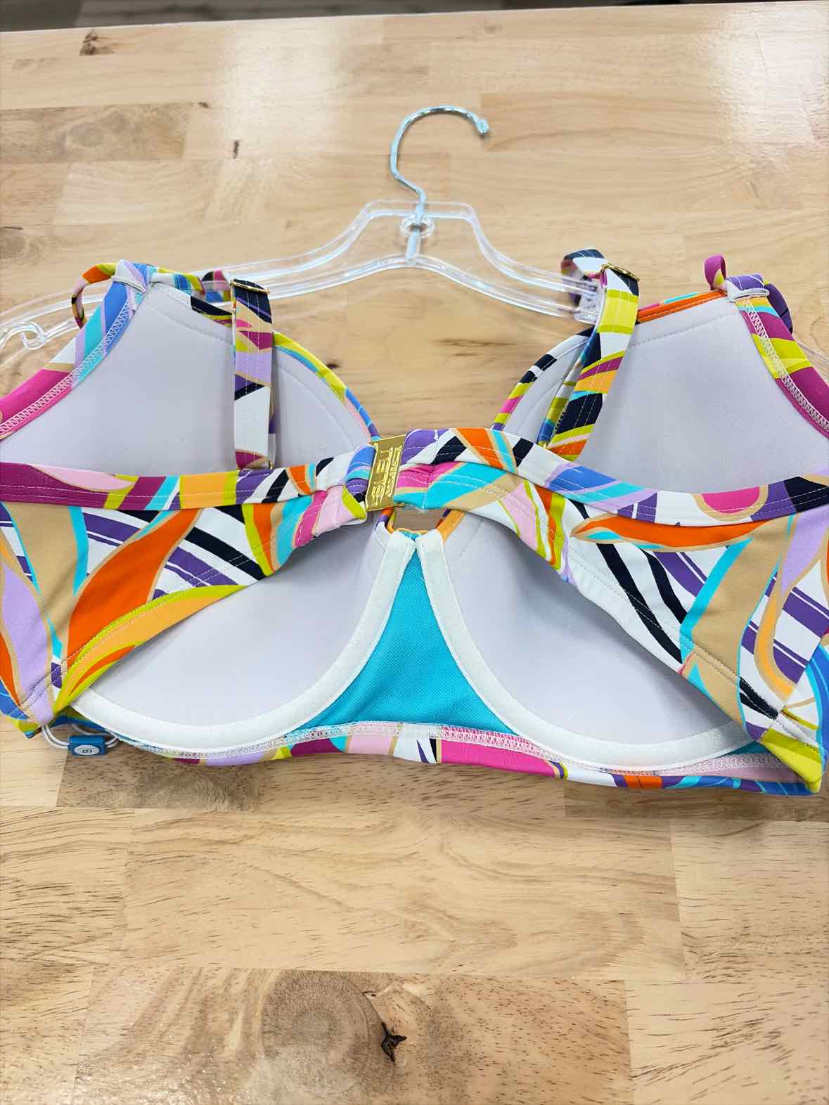 Bleu Size 36DD Living Color Over-the-Shoulder Molded-Cup Bikini Top