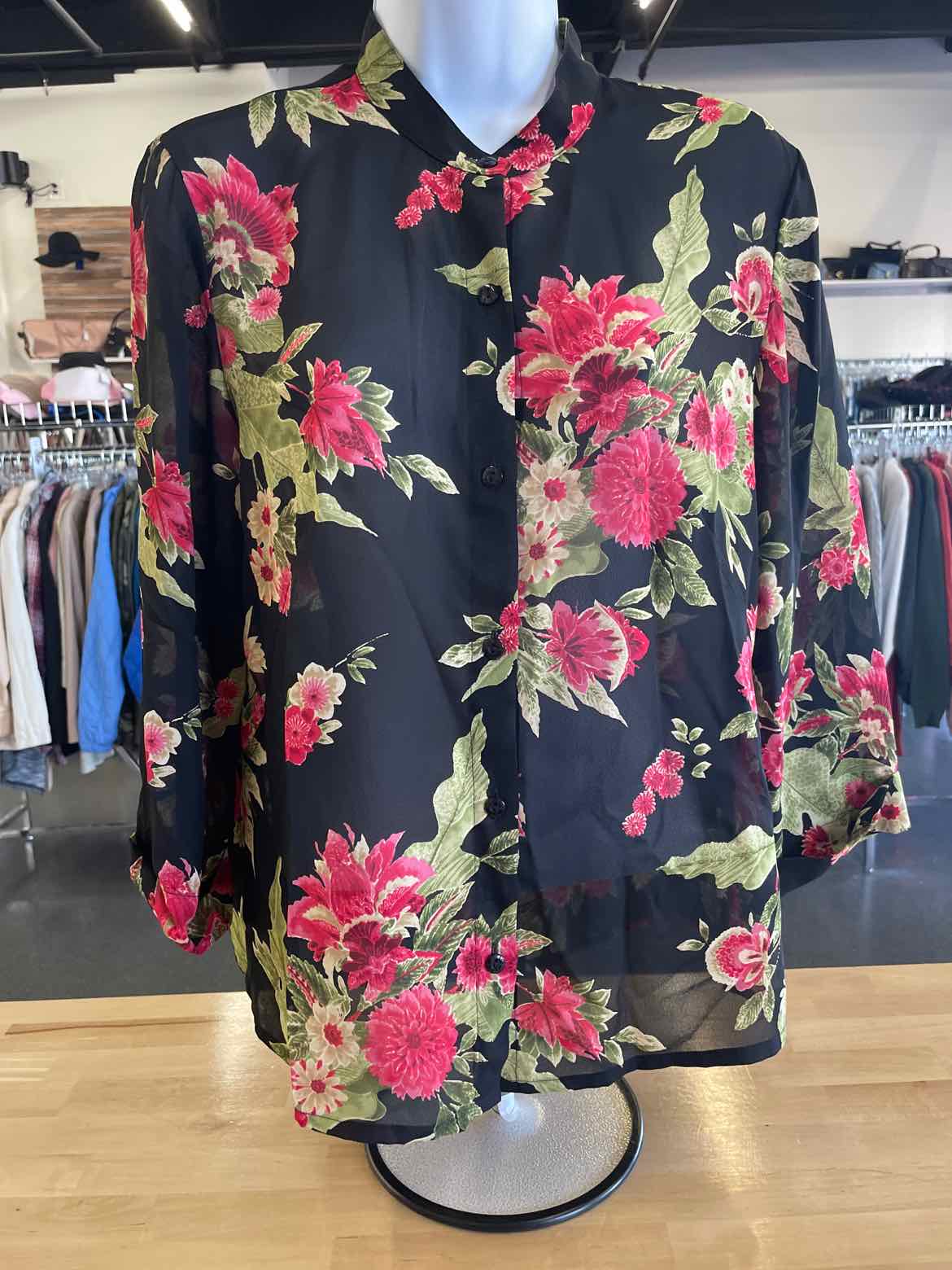 emma james Size 10 Black Button Down Shirt