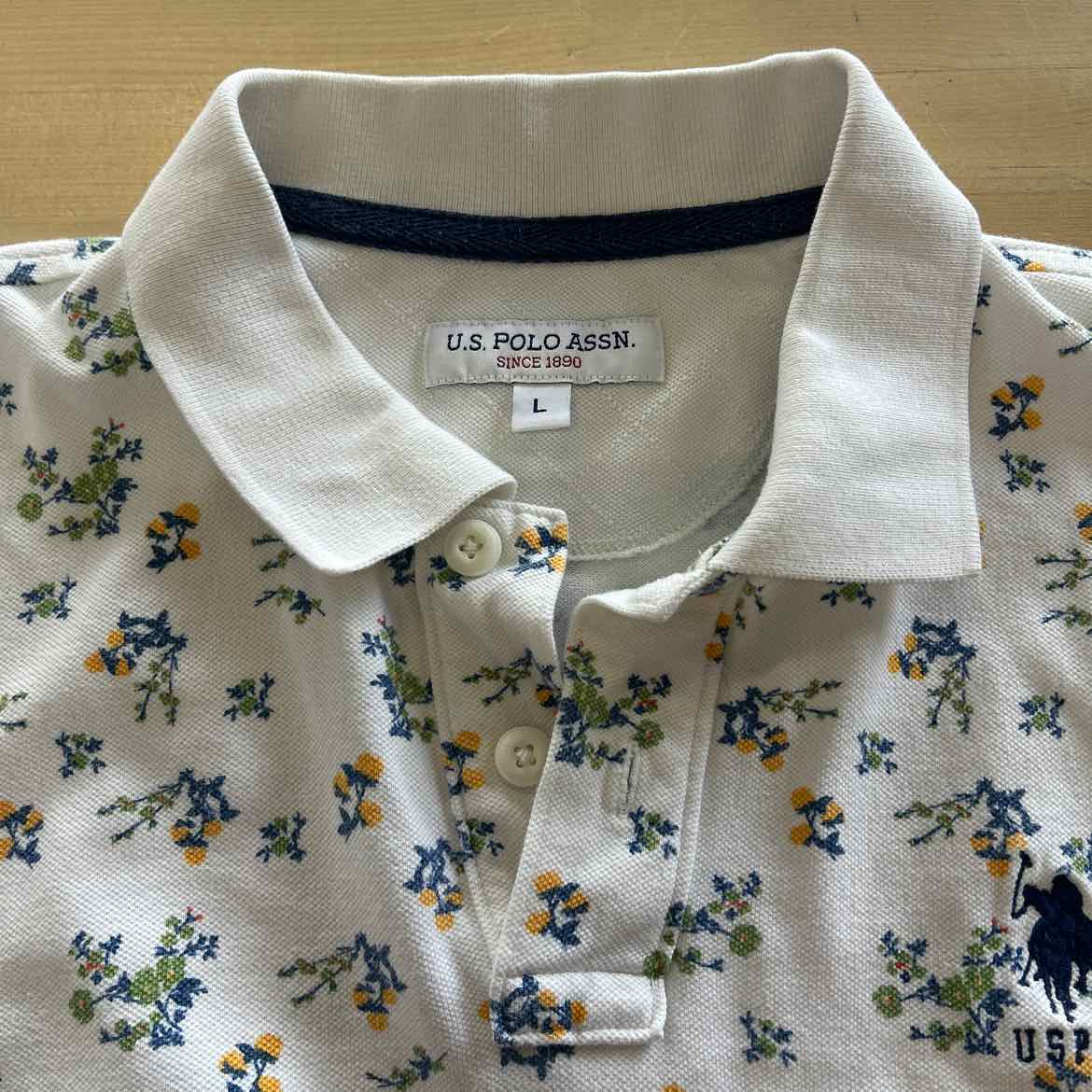 US Polo Assn Size L White Preloved MENS Polo