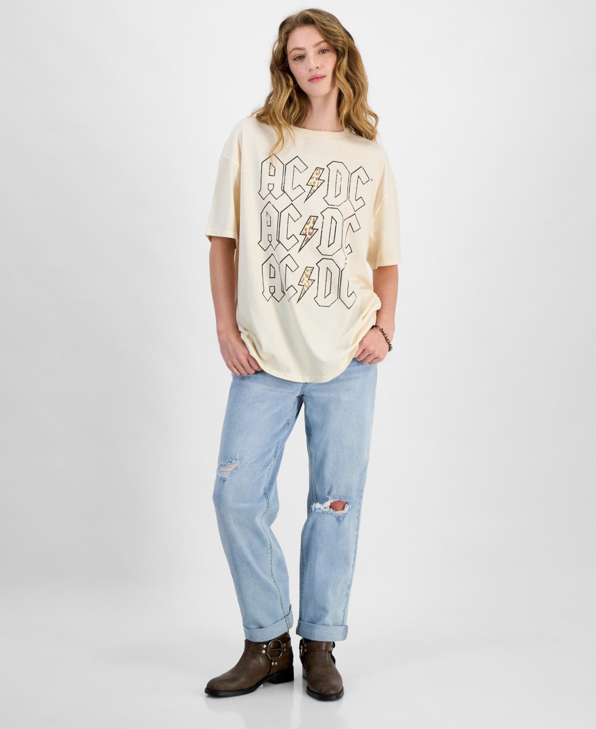 ACDC Size L Acdc Leopard T-Shirt - Bleached Sand