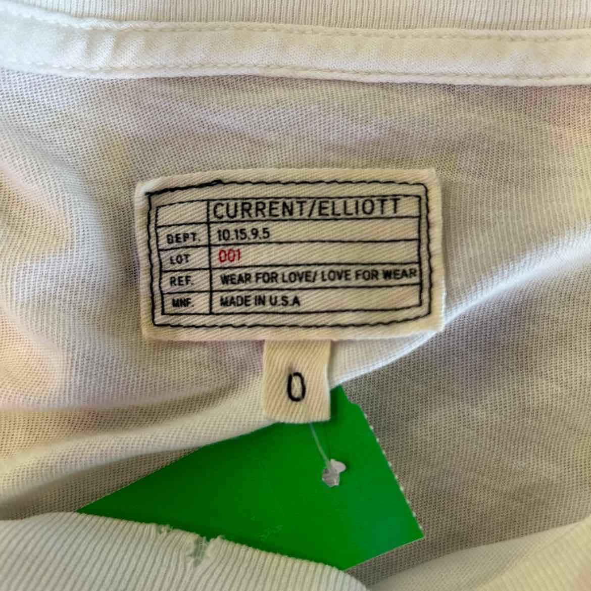 Current/Elliot Size 0 White Preloved Blouse SS