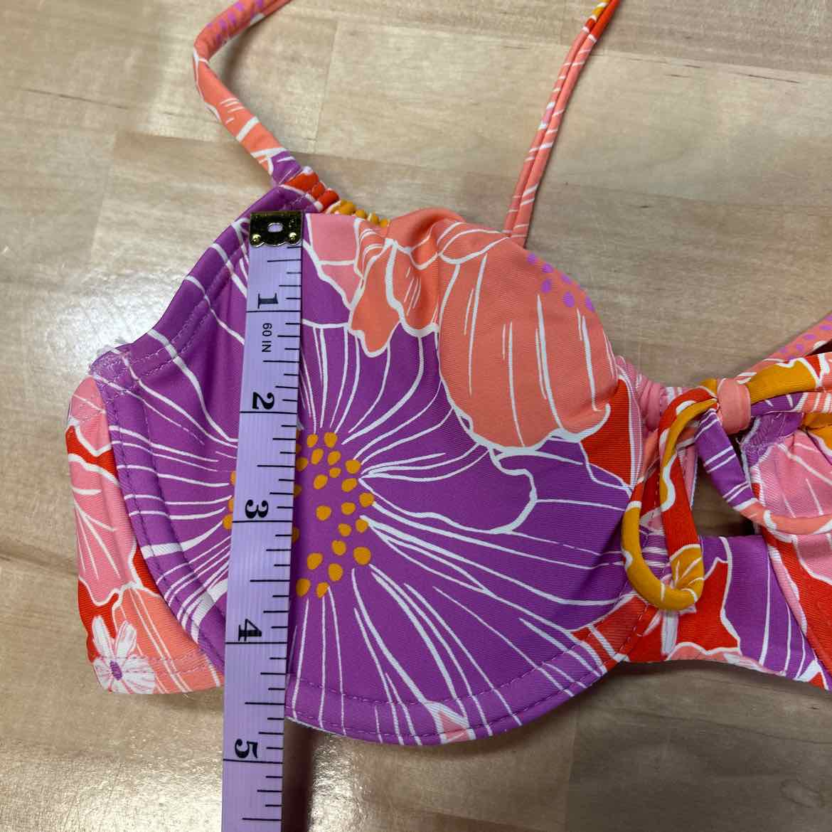 Roxy Size S Ruched Swim Bikini Top