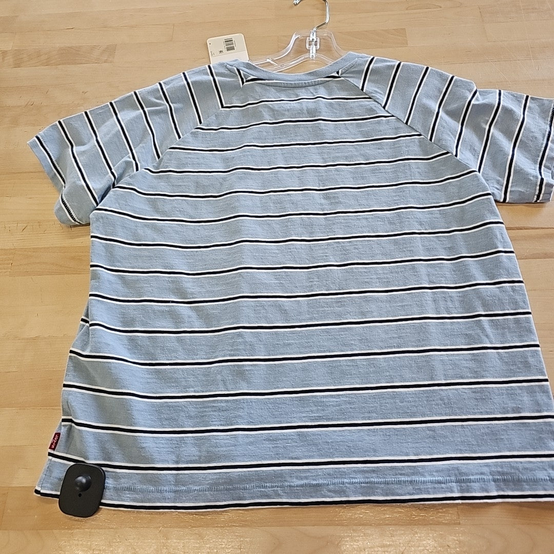 Levi's Women's Striped Game Day Cotton T-Shirt - Haywire Stripe Dusty Blue
