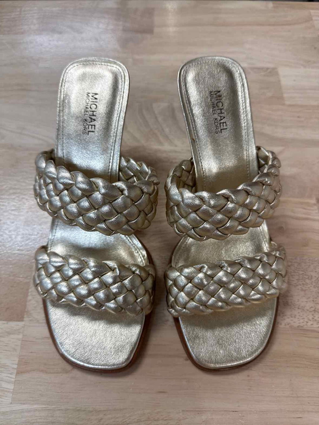Michael Kors Size 7 Gold Nadia Metallic Braided Mules  NWOT