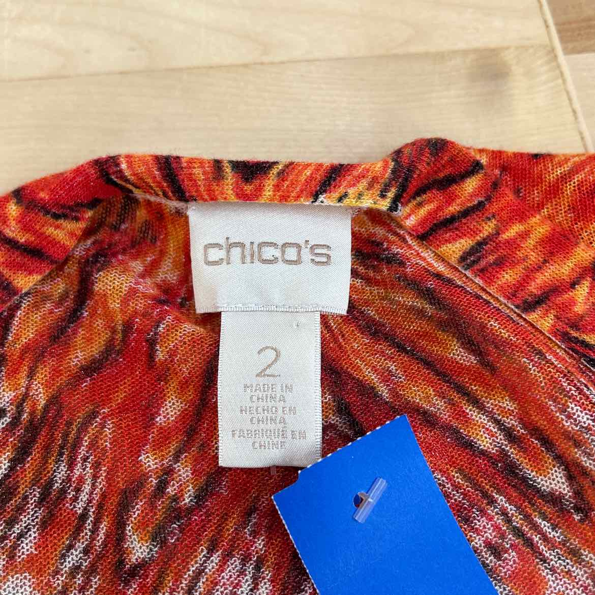 Chico's Size L Red/Orange Preloved Cardigan