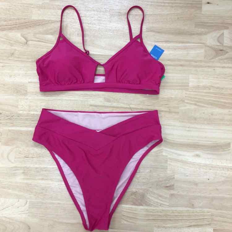 Cupshe Size L Rust/white Swimsuit Bottom/Top