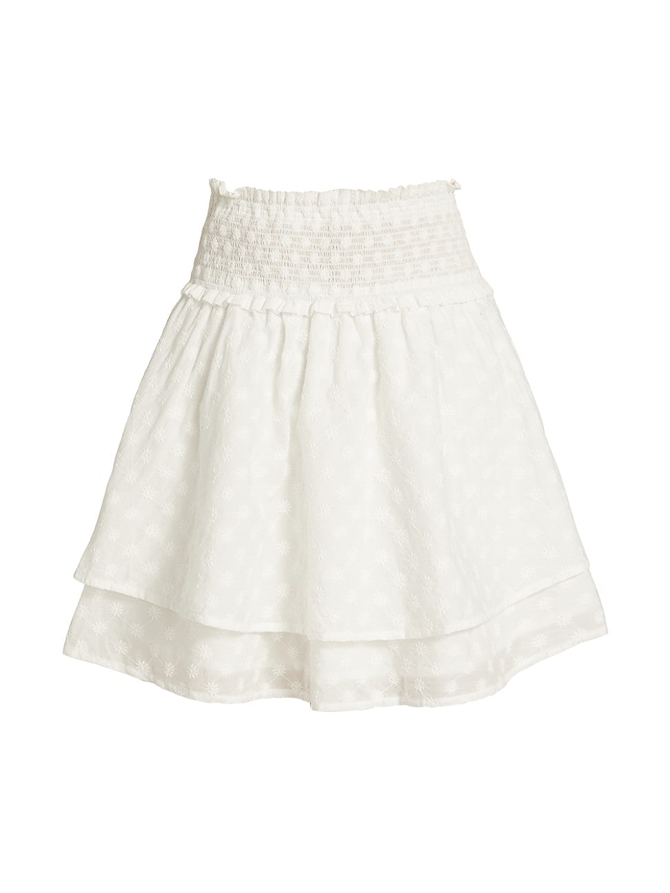 Rails Women's Addison Smocked Tiered Miniskirt - White Embroidery - Size S