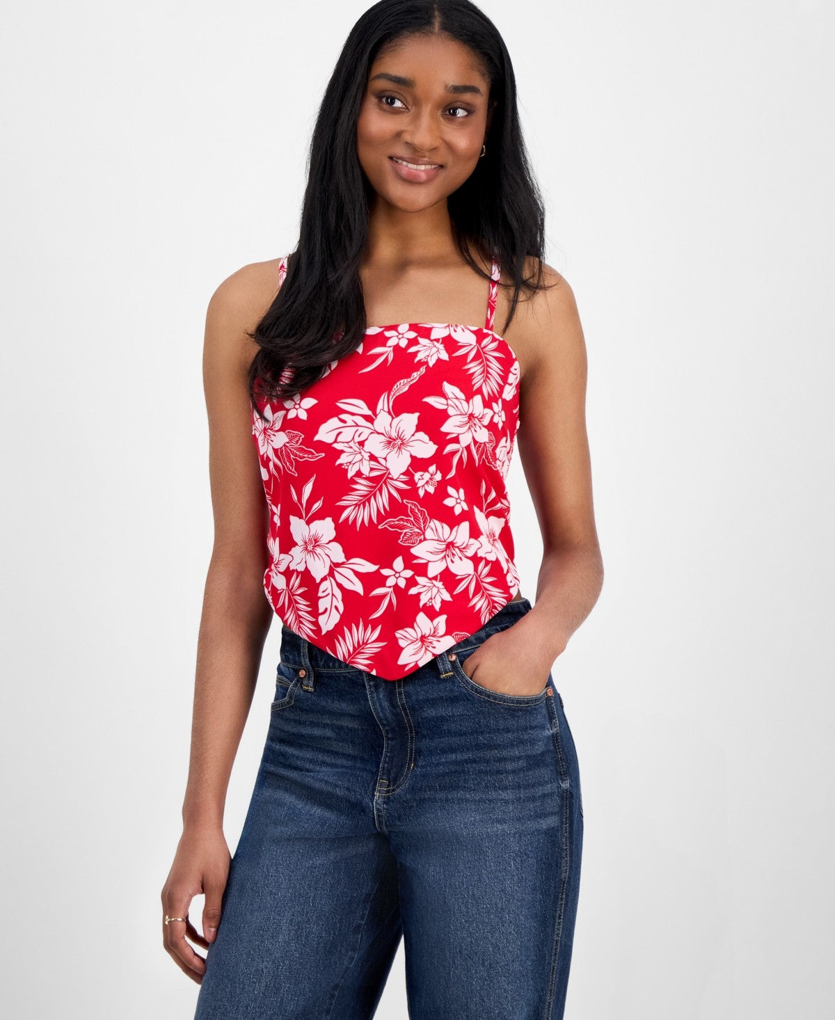 Madden Girl Size L Hibiscus Bandana Top