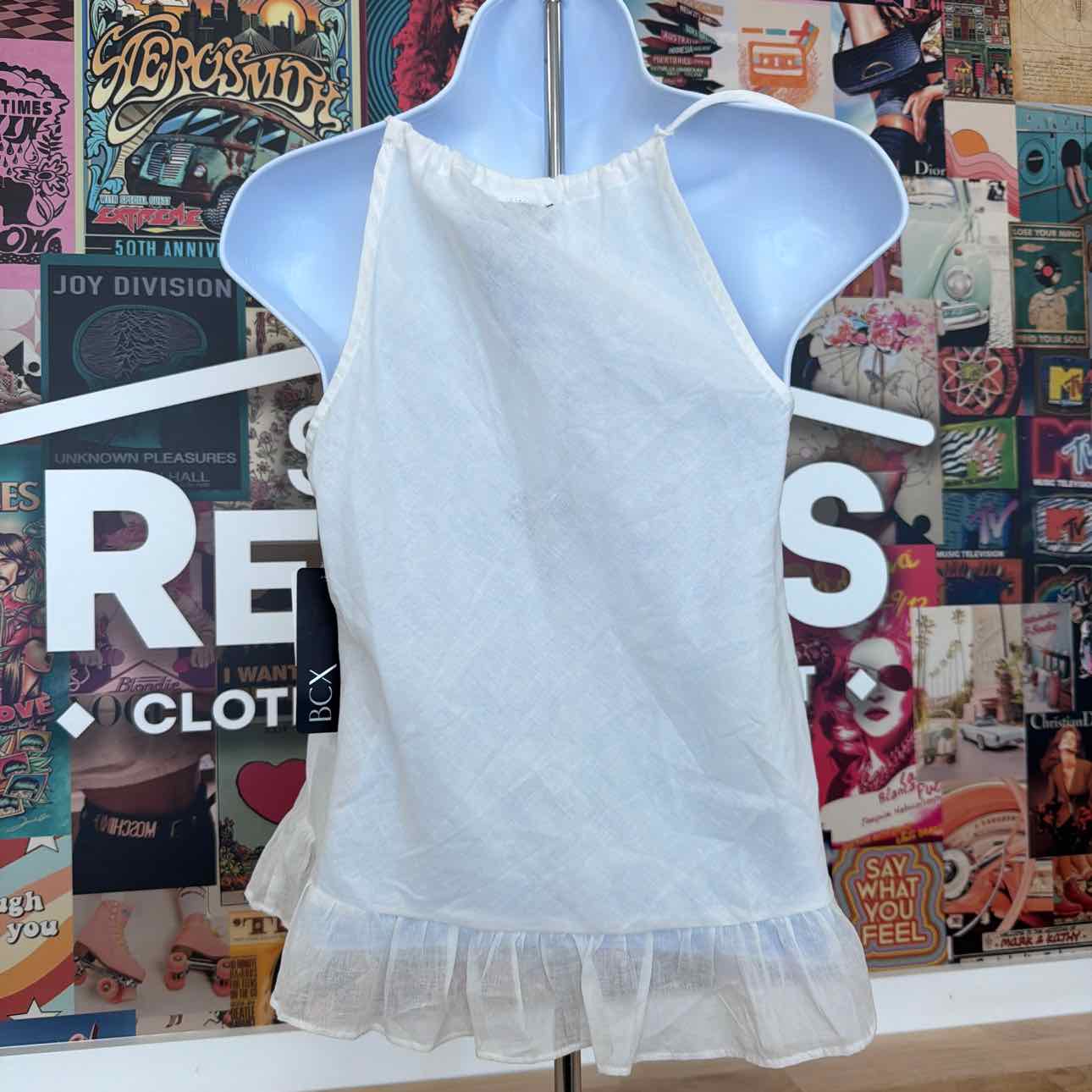 BCX Size XS Cotton Eyelet Tank Top