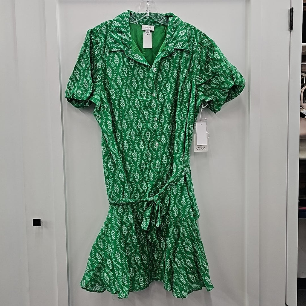 CeCe Flowy Shirt Dress with Waist Tie