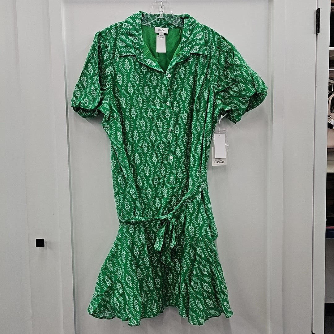 CeCe Flowy Shirt Dress with Waist Tie