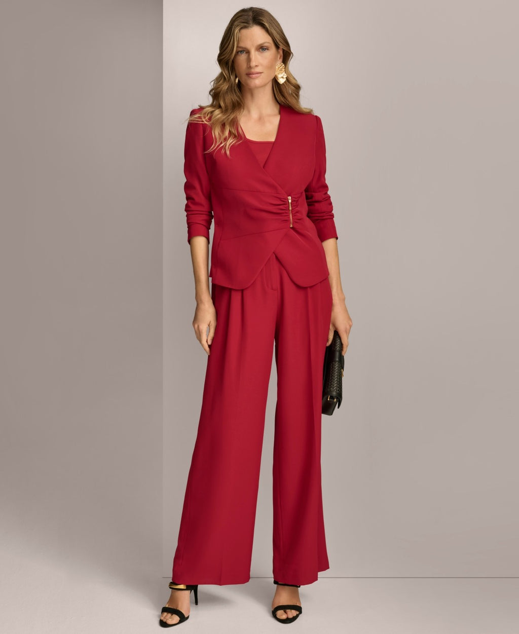 Donna Karan Size 0 Pleated Wide-Leg Pants