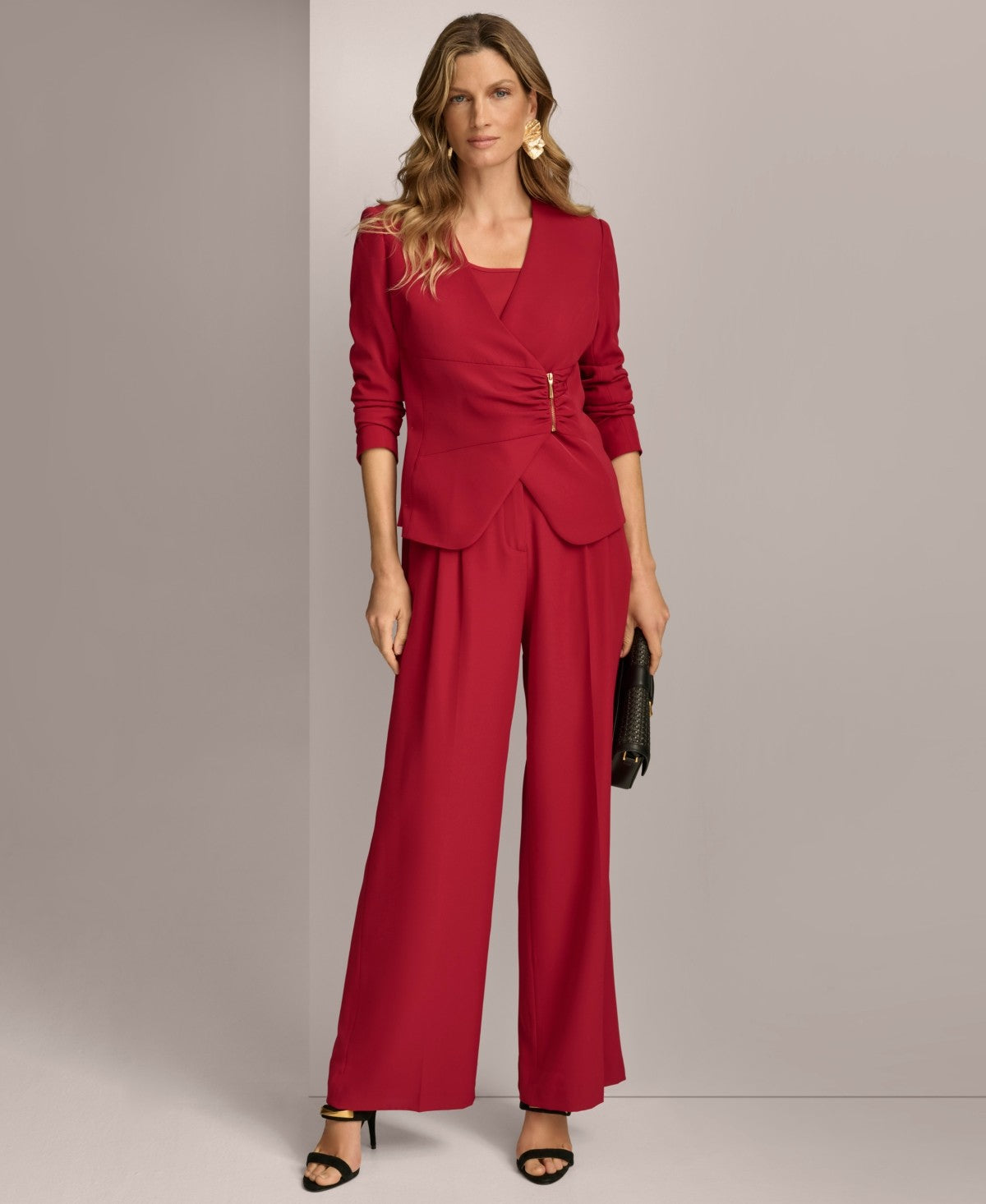 Donna Karan Size 0 Pleated Wide-Leg Pants