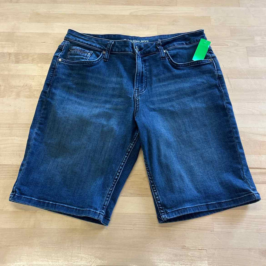 Calvin Klein Women Size 14 Dark BLue Denim Preloved Shorts