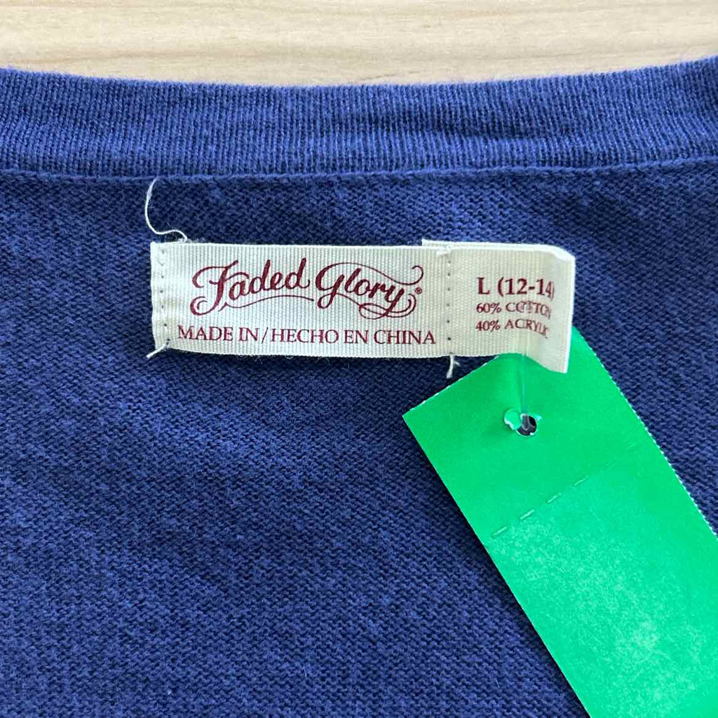 FadedGlory Size L Blue Cardigan