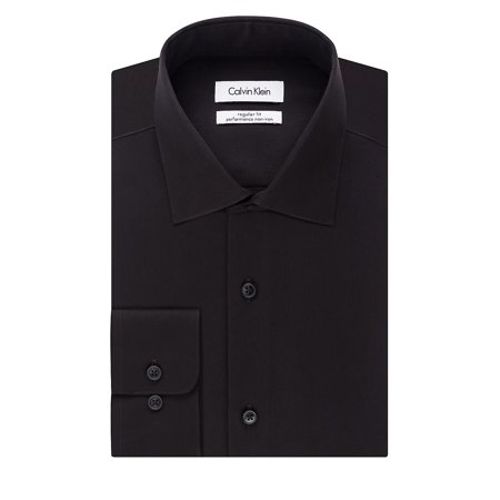 CALVIN KLEIN Mens Black Collared Classic Fit Button Down Shirt