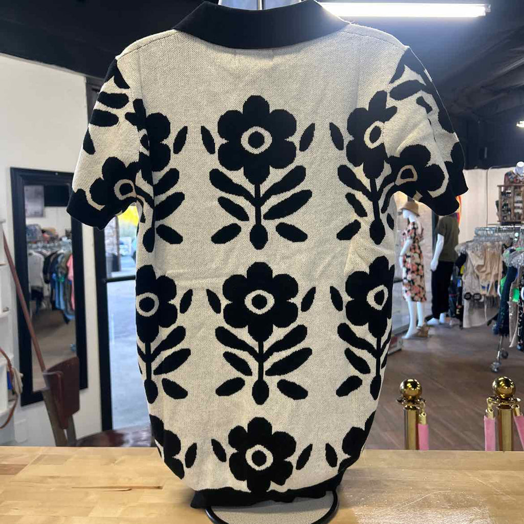 Oxknit Size XL White Black New Cardigan
