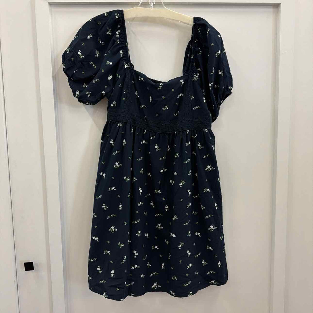 Celebrity Pink Juniors' Puff Sleeve Baby-Doll Mini Dress - Navy