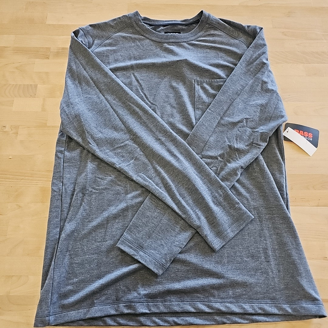 Bass Outdoor Size L Gray MENS Long Sleeve Shirt