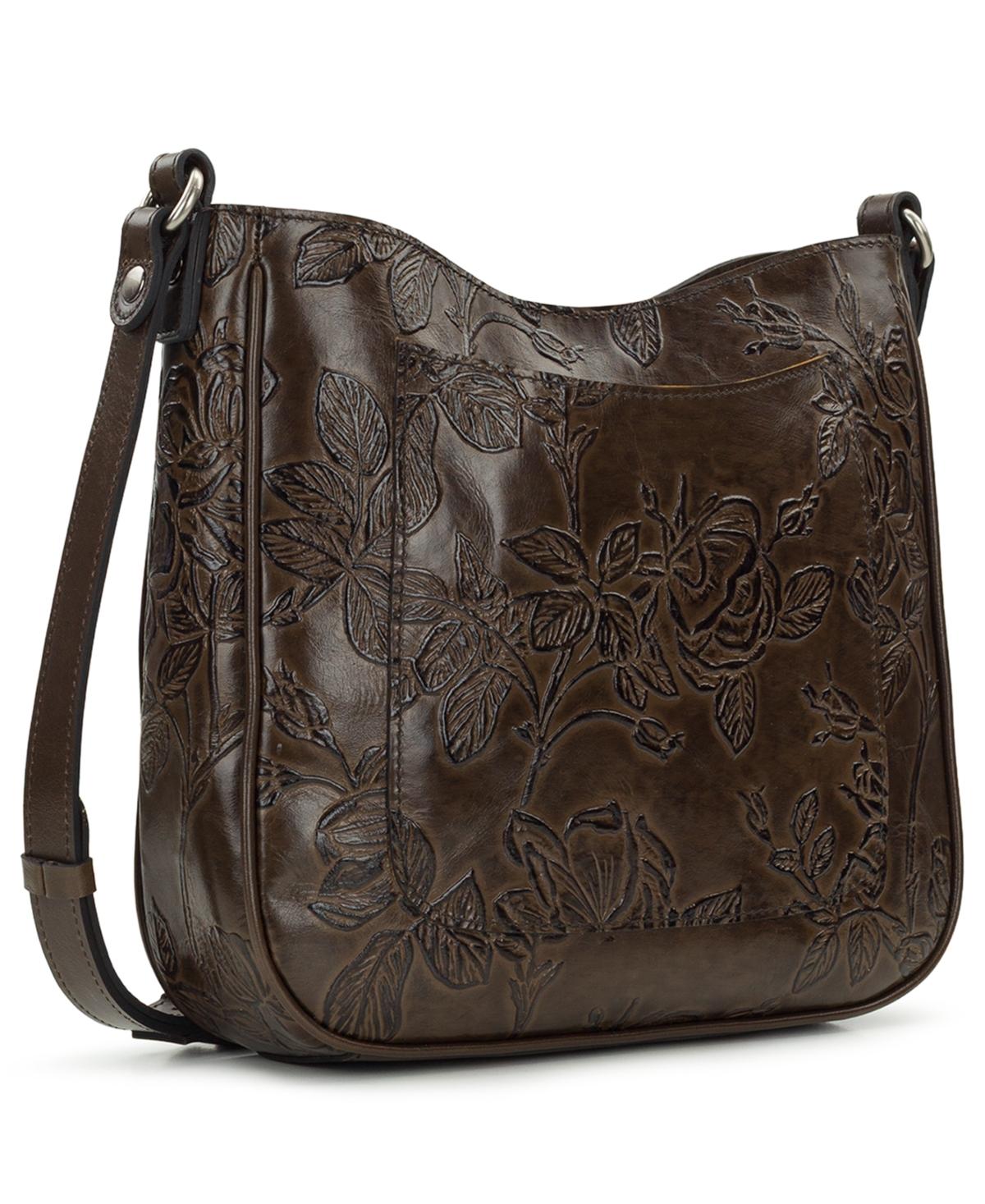 Patricia Nash Emeline Small Bark Leaves Leather Crossbody Bag