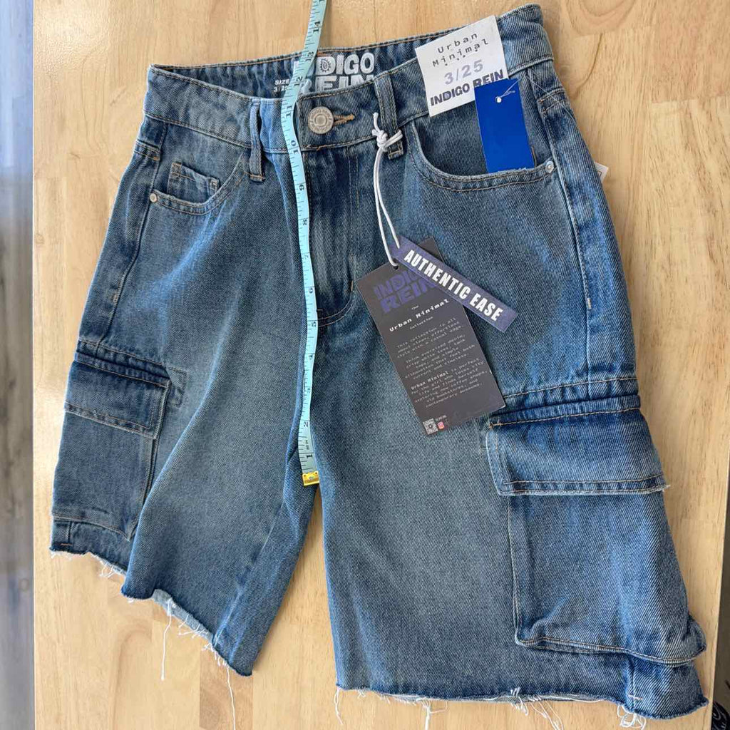 Indigo Rain Women Size 25 Blue New Shorts Cargo Denim Jorts