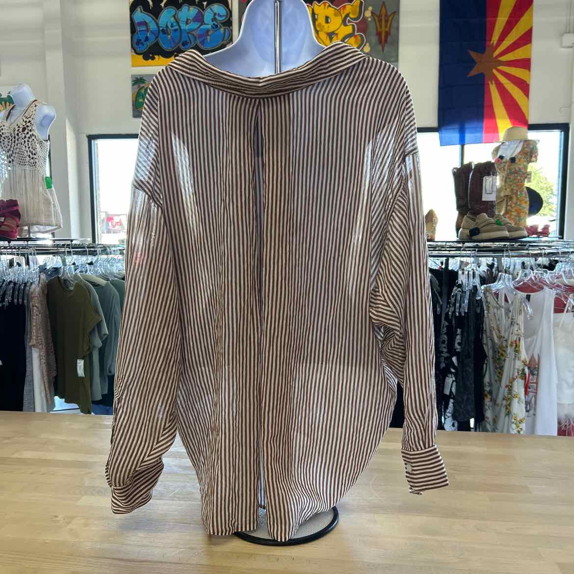 zara Size S Brown Preloved Button Down LS