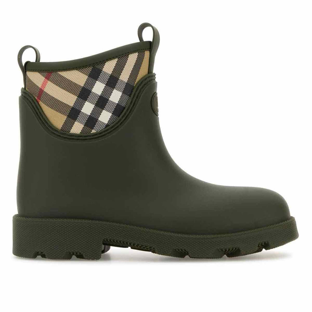 Burberry Size 39 Olive Green Rubber Marsh Stamp Ankle Boots NWT