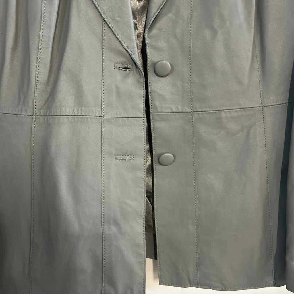 Pamela McCoy Size M Gray Lambskin Leather Preloved Blazer