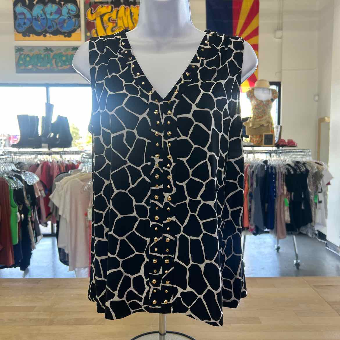INC Size XS Black White Preloved Sleeveless