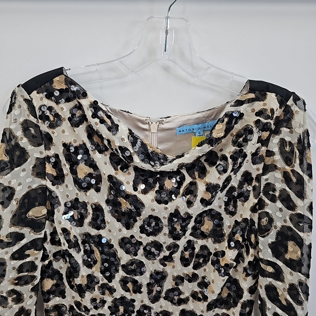Antonio Melani Size 0 Beige/Black Sequined Dress