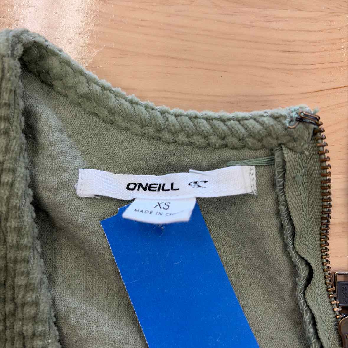 O'Neil Size XS Poppy Sleeveless Corduroy Mini Dress - Oil Green