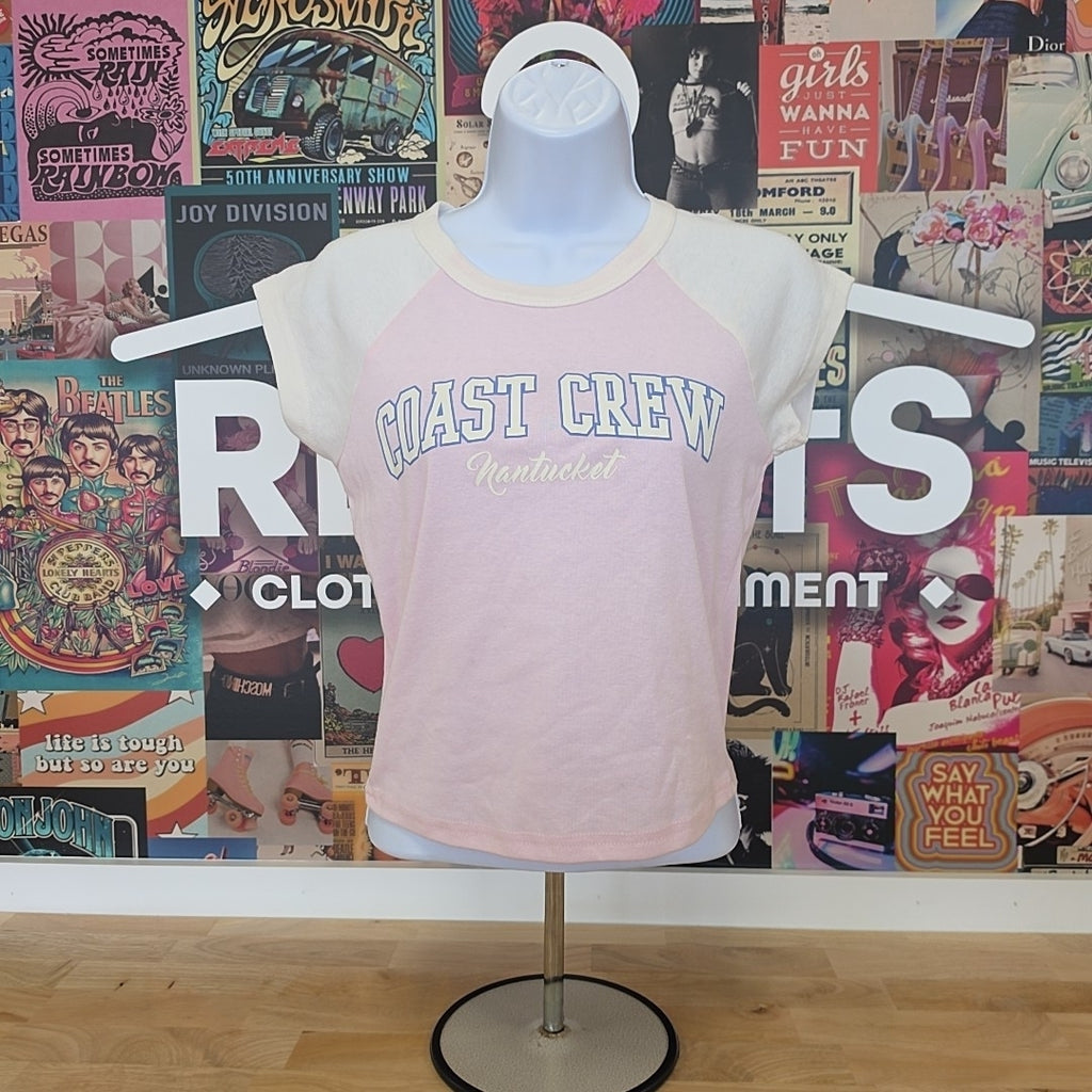 hippie rose Size L raphic Baseball Tee - Pink Coast