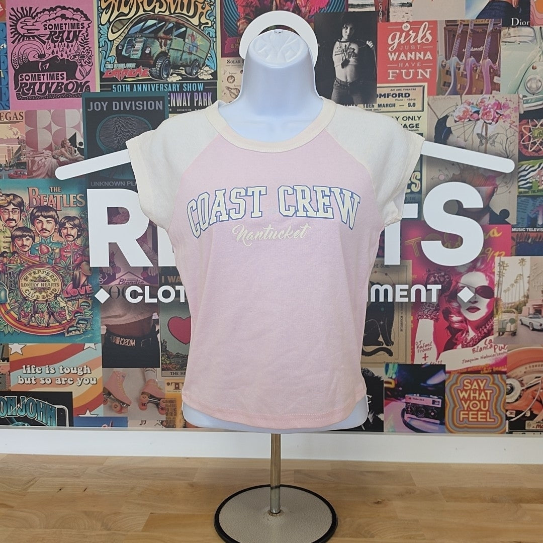 hippie rose Size XL raphic Baseball Tee - Pink Coast