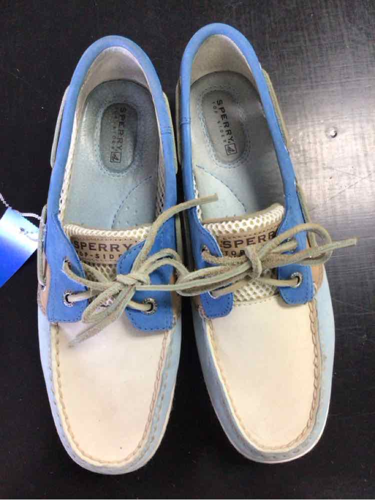 Sperry Shoe Size 8.5 Blue & Beige Print Sandals