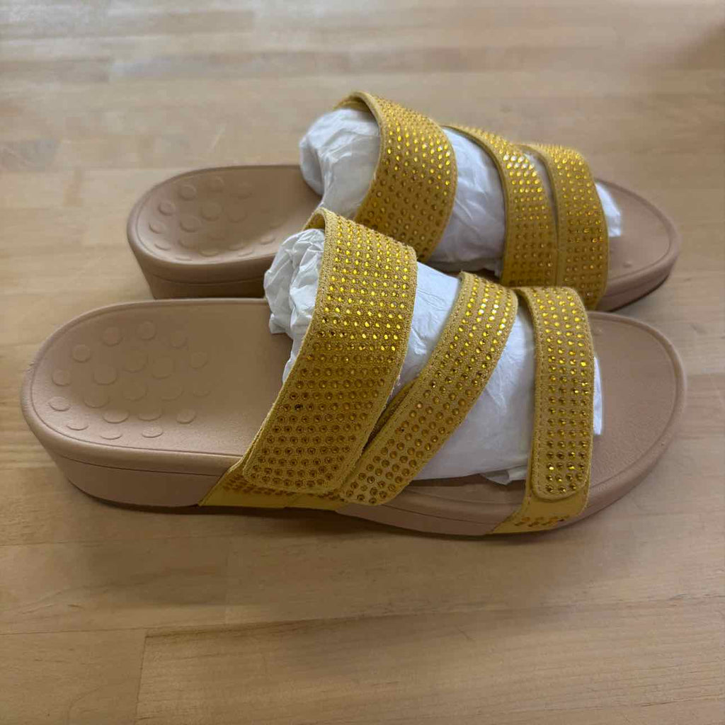 Vionic Size 10 Yellow Rhinestone New Sandals