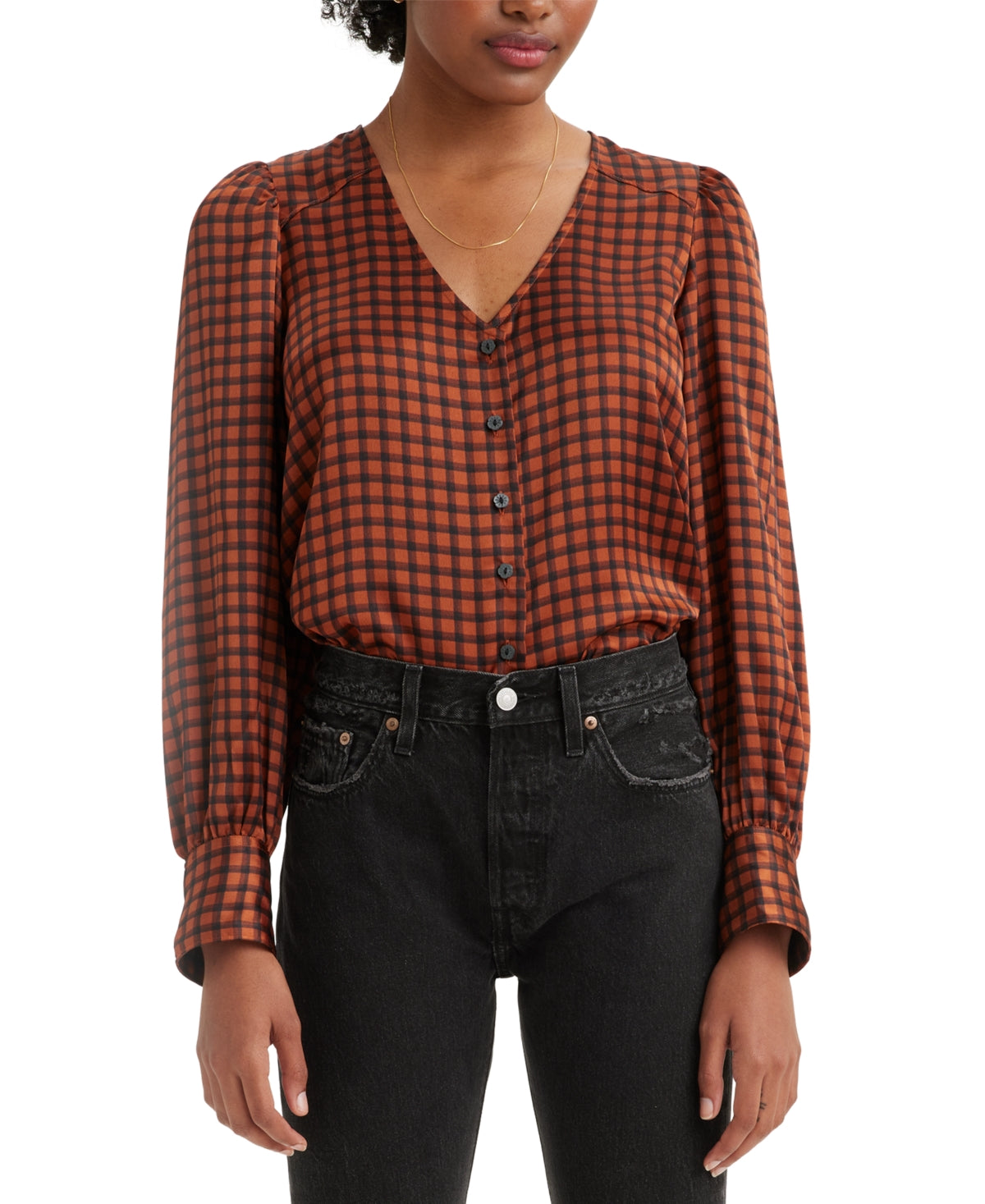 Levi's Size S  Women's Printed Kit Blouse - Burnt Orange NWT