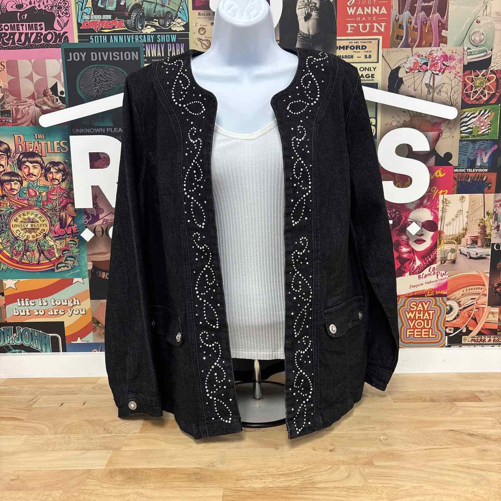Blair Size L Black Preloved Jean Jacket
