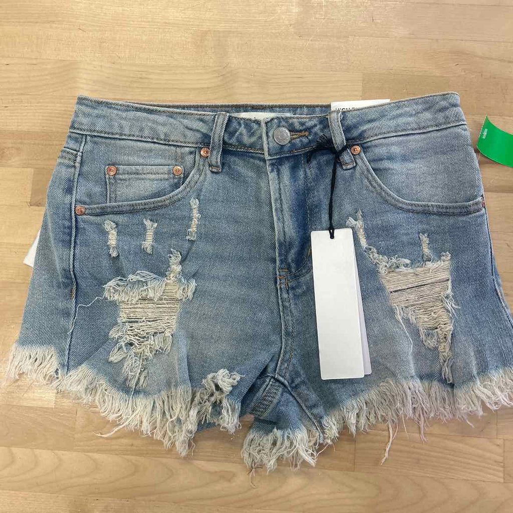 Madden Girl Juniors' Festival High-Rise Distressed Shorts - Light Wash - 3