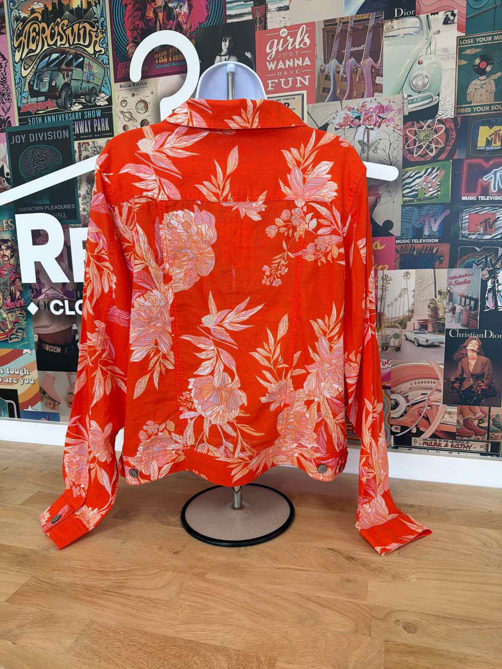 Cynthia Rowley Size L Orange Linen Jacket