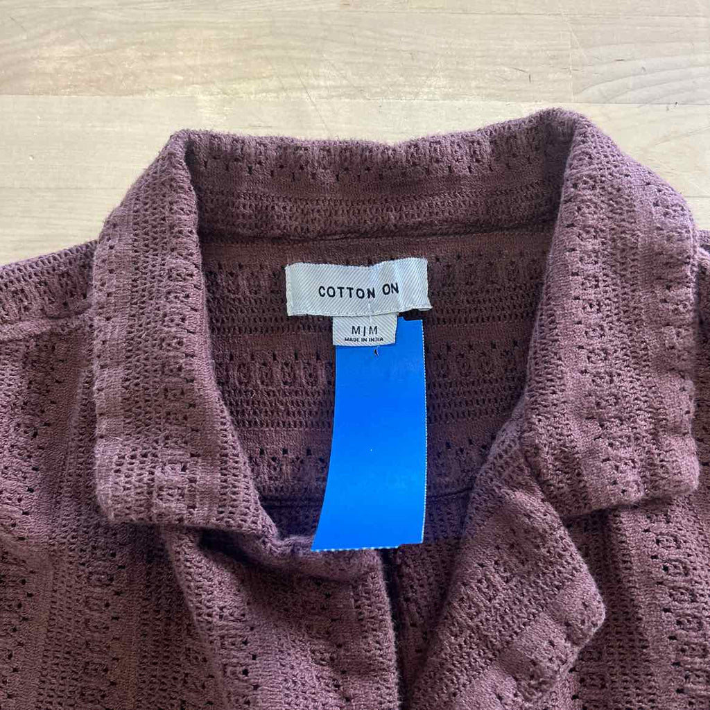 Cotton On Size M Brown Preloved MENS Button Down Shirt
