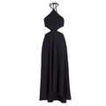 Susana Monaco Size M Black Cutout High-Low Halter MIDI Dress NWT