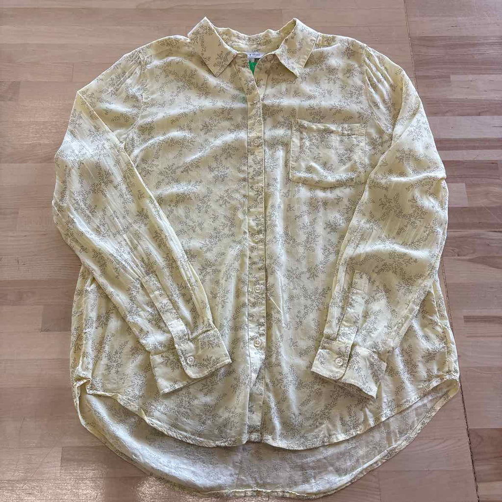 Lucky Brand Size M Yellow Preloved Button Down LS