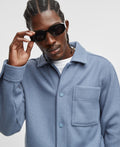 Mode of One Men's Long-Sleeve Knit Trucker Jacket - Blue Asphalt