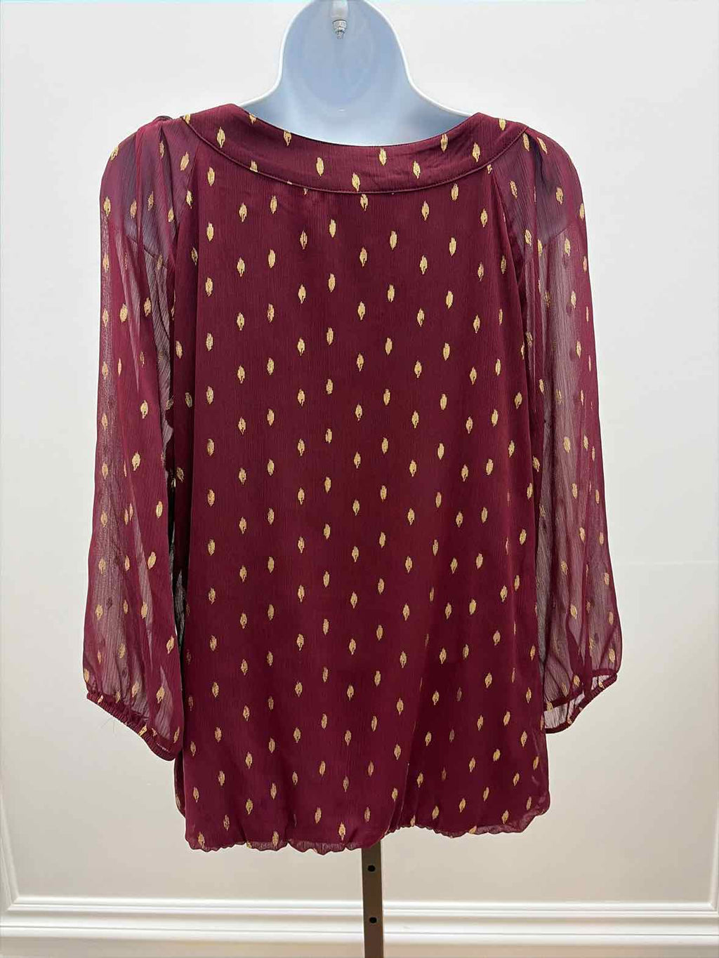 sara michelle Size L Burgundy & Gold New Blouse LS
