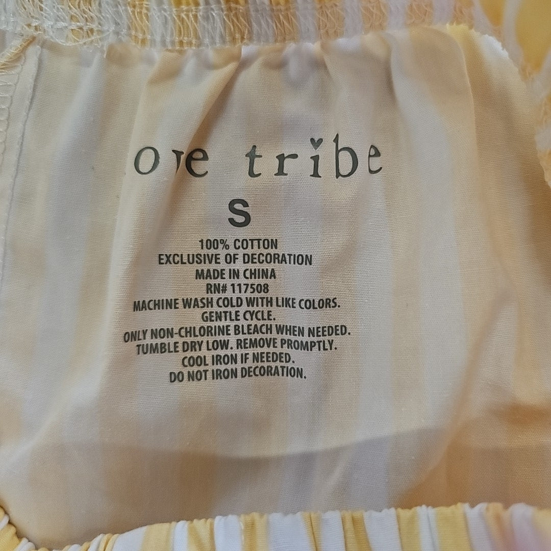 Love Tribe Juniors' Striped Cotton Boxer Shorts - White/Yellow - S