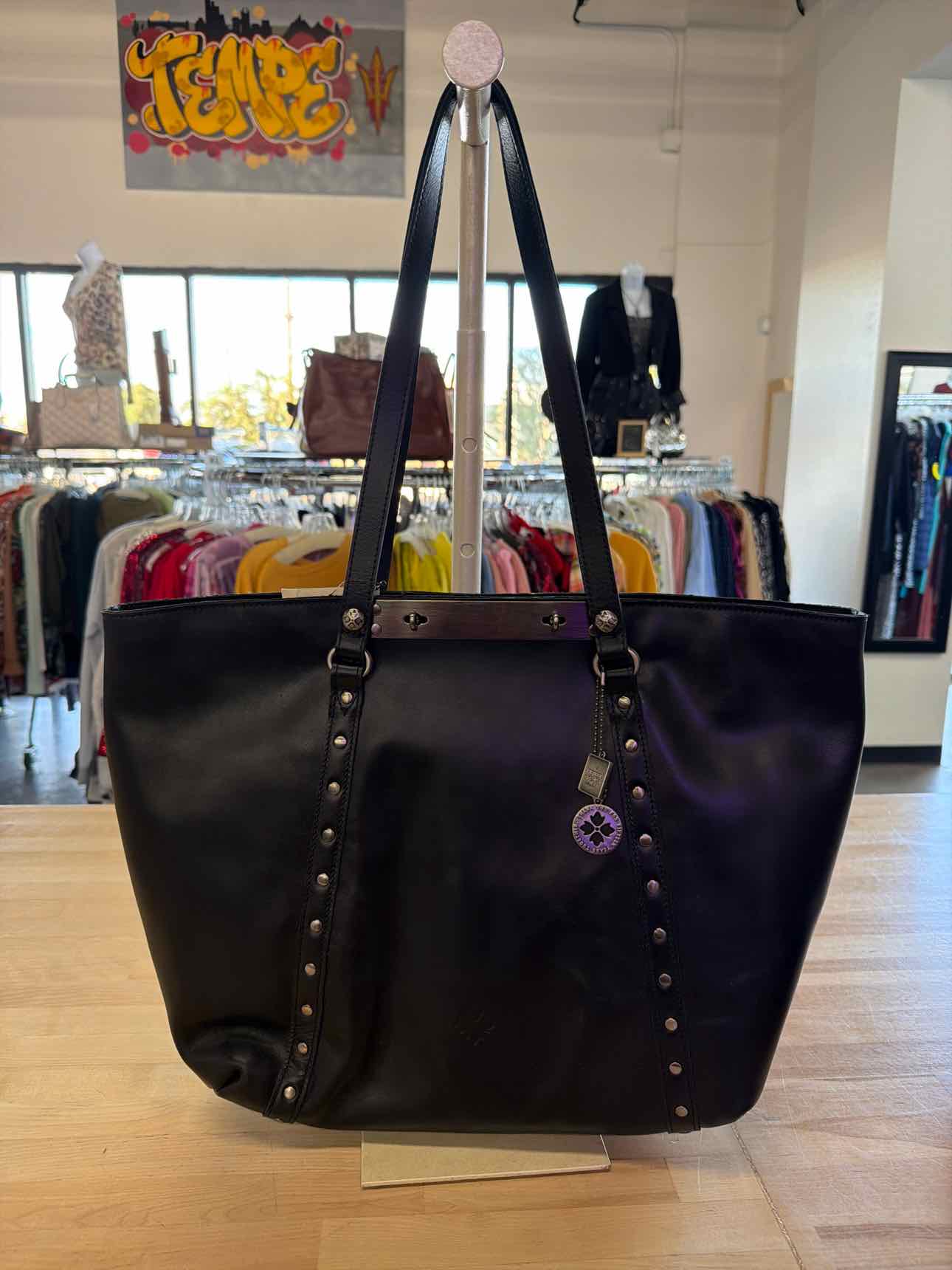 Patricia Nash Benvenuto Smooth Leather Tote - Black